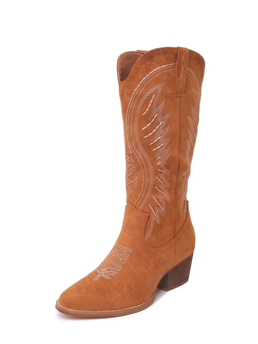Women's‎ Tan Vegan Suede Western Heeled Boots